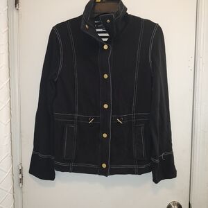 Jones New York Black Utility Jacket with Gold Buttons